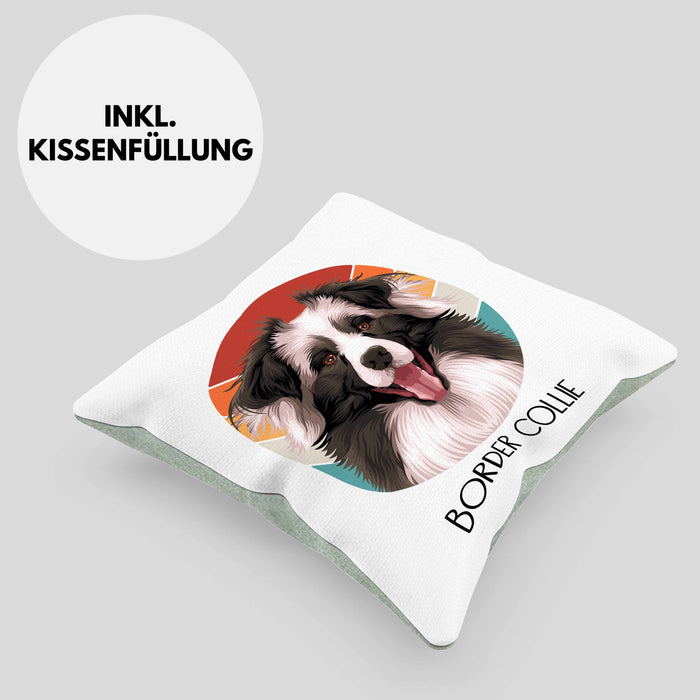 Border Collies Besitzer Kissen mit Füllung 40x40 Geschenk Lustiger Spruch Geschenkidee Border Collies Mama Papa (Grau) Grün Trendation
