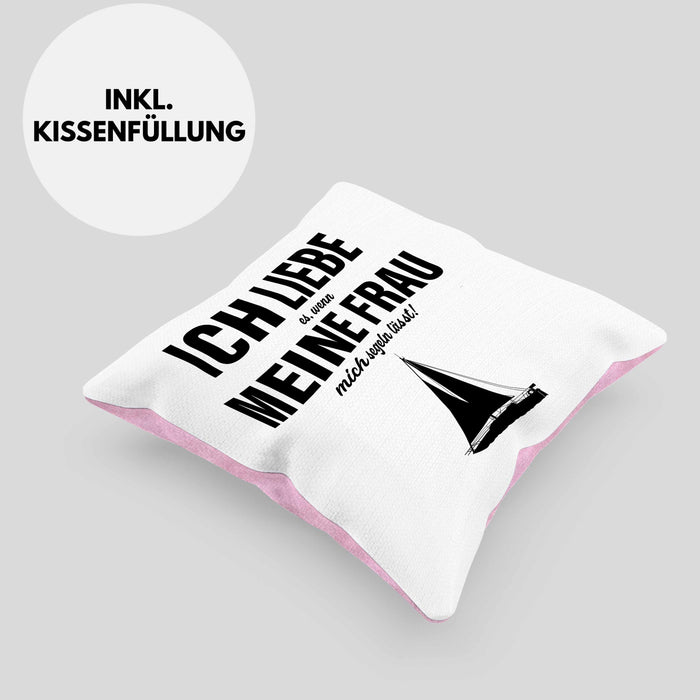 Kissen mit Füllung 40x40 für Segler Geschenke Männer Kissen mit Füllung 40x40 Geschenkideen Zubehör Gadgeds Segeln Lustig (Grau) Rosa Trendation