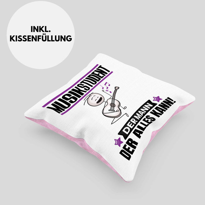 Musikstudent Kissen mit Füllung 40x40 Geschenk für Musikstudent Der Mann Der Alles Kann Geschenkidee zum Geburtstag (Grau) Rosa Trendation