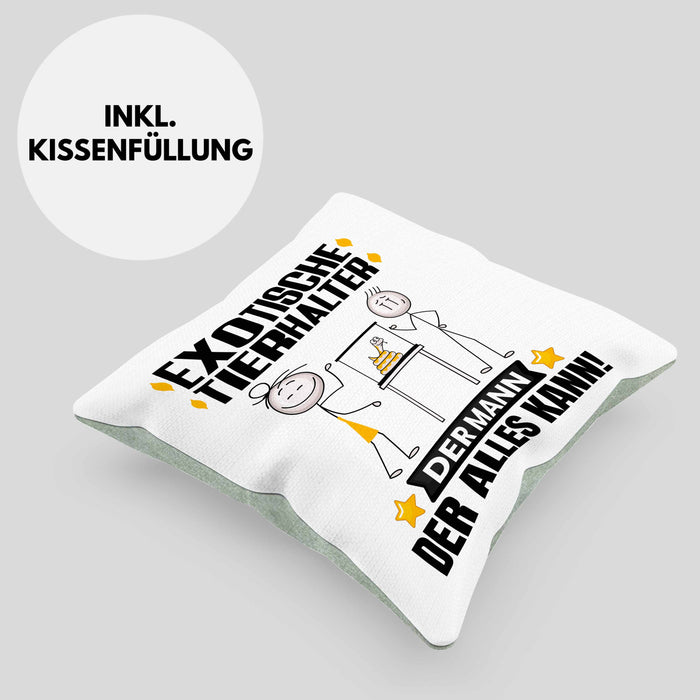 ExotischeTierhalter Kissen mit Füllung 40x40 Geschenk für ExotischeTierhalter Der Mann Der Alles Kann Geschenkidee zum Geburtstag (Grau) Grün Trendation