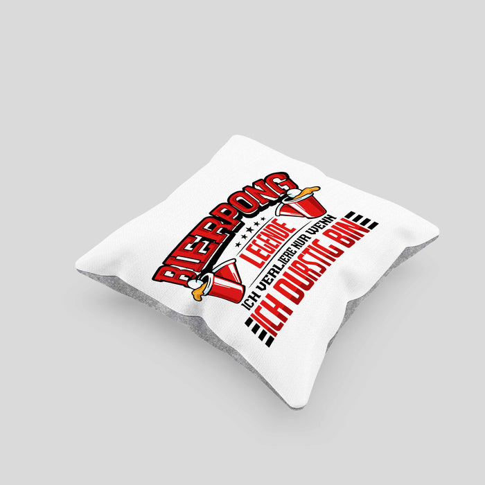 Bierpong Kissen mit Füllung 40x40 Geschenk Beerpong Spruch Geschenkidee (Grau) Grau Trendation