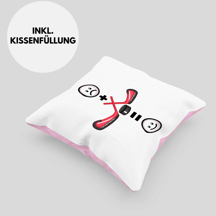 Ice Hockey Kissen mit Füllung 40x40 Geschenk für Ice Hockey Spieler :( + Eishockey = :) Lustige Geschenkidee Geburtstag (Grau) Rosa Trendation
