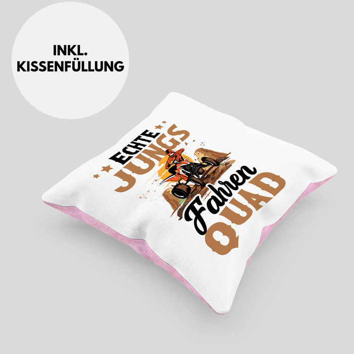 Quad-Fahrer Kissen mit Füllung 40x40 Geschenk Echte Jungs Fahren Quad Geschenkidee (Grau) Rosa Trendation
