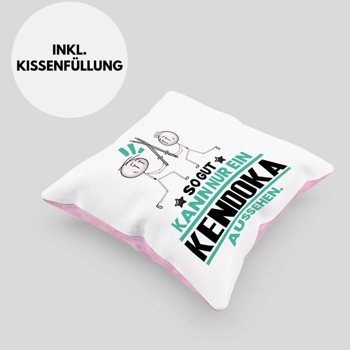 Kendoka Geschenk Kissen mit Füllung 40x40 So Gut Kann Nur Ein Kendoka Aussehen Geschenkidee (Grau) Rosa Trendation