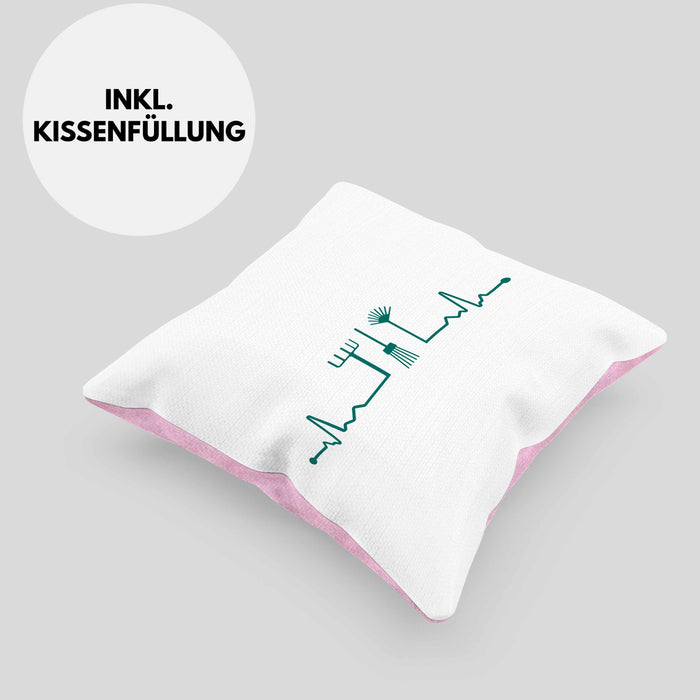 Herzschlag Gärtner Kissen mit Füllung 40x40 mit Spruch Garten Hobbygärtner Geschenk Lustig Gärtnerin Geschenkidee (Grau) Rosa Trendation