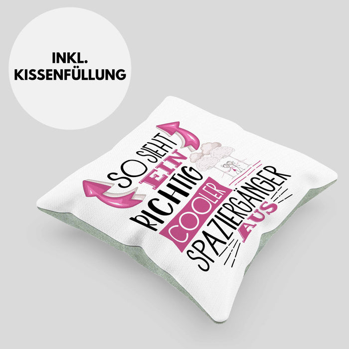 So Sieht Ein Richtig Cooler Spaziergänger Aus Geschenk Kissen mit Füllung 40x40 Lustiger Spruch Geschenkidee (Grau) Grün Trendation