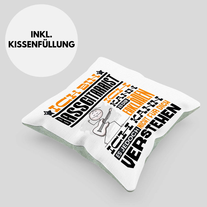 Bassgitarrist Geschenk Kissen mit Füllung 40x40 Geschenkidee für Bassgitarrist Geburtstag Lustig Ich Bin Bassgitarrist Ich Kann Es Dir Erklären Aber Nicht Für Dich Verstehen (Grau) Grün Trendation