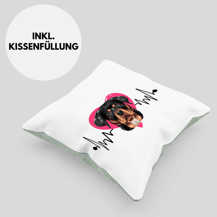 Rottweiler Besitzer Kissen mit Füllung 40x40 Geschenk Lustiger Spruch Geschenkidee Herzschlag Rottweiler (Grau) Grün Trendation