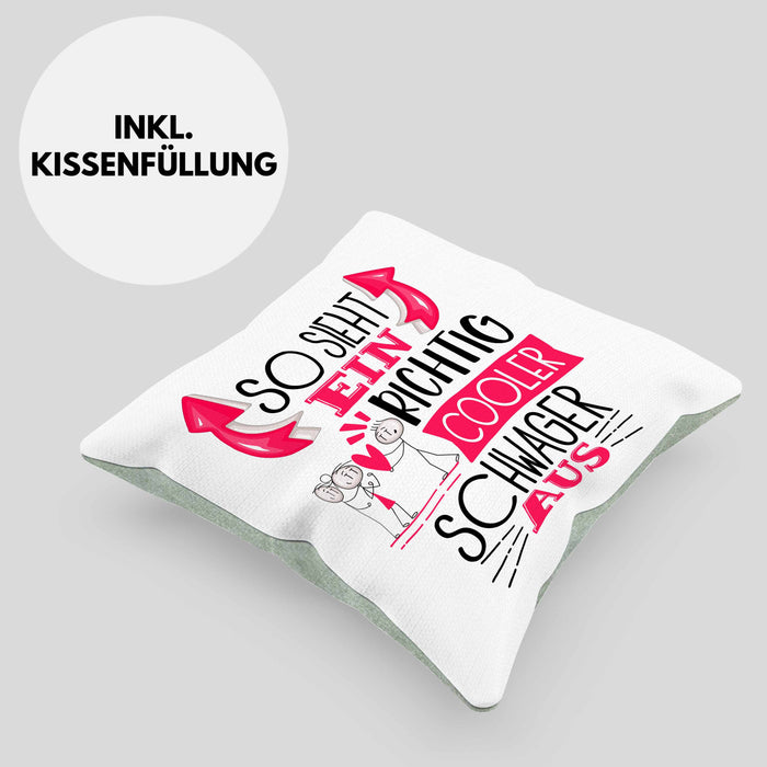 So Sieht Ein Richtig Cooler Schwager Aus Geschenk Kissen mit Füllung 40x40 Lustiger Spruch Geschenkidee (Grau) Grün Trendation