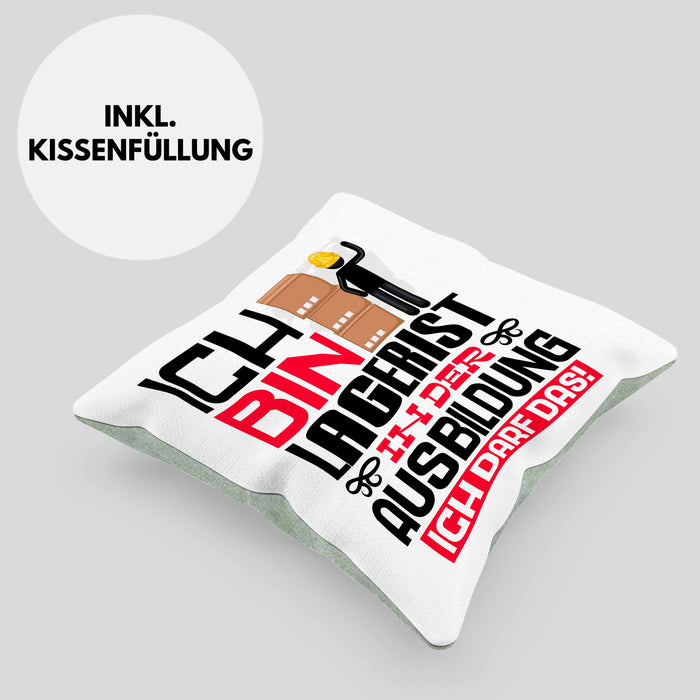 Lagerist Ausbildung Kissen mit Füllung 40x40 Geschenk Ich Bin Lagerist In Der Ausbildung Ich Darf Das Geschenkidee Spruch (Grau) Grün Trendation