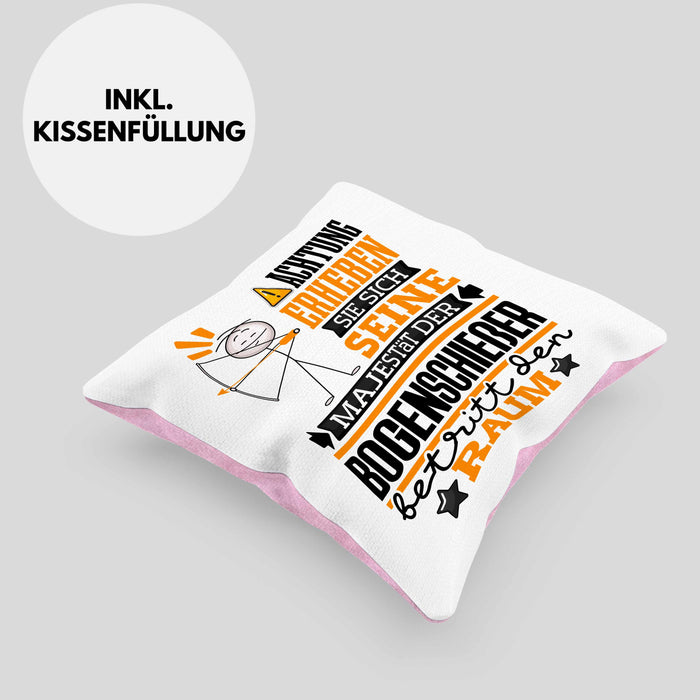 Bogenschießer Geschenk Kissen mit Füllung 40x40 Lustiger Spruch Erheben Sie Sich Der Bogenschießer Betritt den Raum (Grau) Rosa Trendation