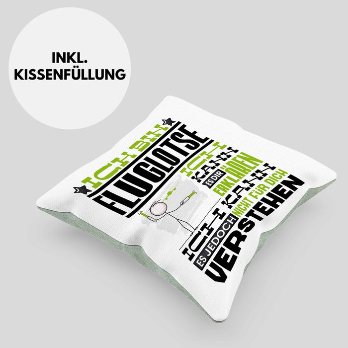 Fluglotse Geschenk Kaffee-Kissen mit Füllung 40x40 Geschenkidee für Fluglotse Ich Bin Fluglotse Ich Kann Es Dir Erklären Jedoch Nicht Für Dich Verstehen Spruch Lustig (Grau) Grün Trendation