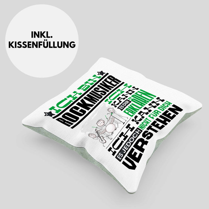 Rockmusiker Geschenk Kissen mit Füllung 40x40 Geschenkidee für Rockmusiker Geburtstag Lustig Ich Bin Rockmusiker Ich Kann Es Dir Erklären Aber Nicht Für Dich Verstehen (Grau) Grün Trendation