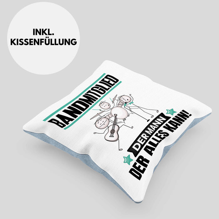 Bandmitglied Kissen mit Füllung 40x40 Geschenk für Bandmitglied Der Mann Der Alles Kann Geschenkidee zum Geburtstag (Grau) Blau Trendation