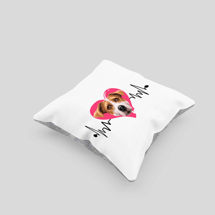 Jack Russel Besitzer Kissen mit Füllung 40x40 Geschenk Lustiger Spruch Geschenkidee Herzschlag Jack Russel (Grau) Grau Trendation