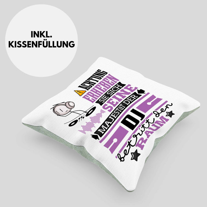 DJ Geschenk Kissen mit Füllung 40x40 Lustiger Spruch Erheben Sie Sich Der DJ Betritt den Raum (Grau) Grün Trendation