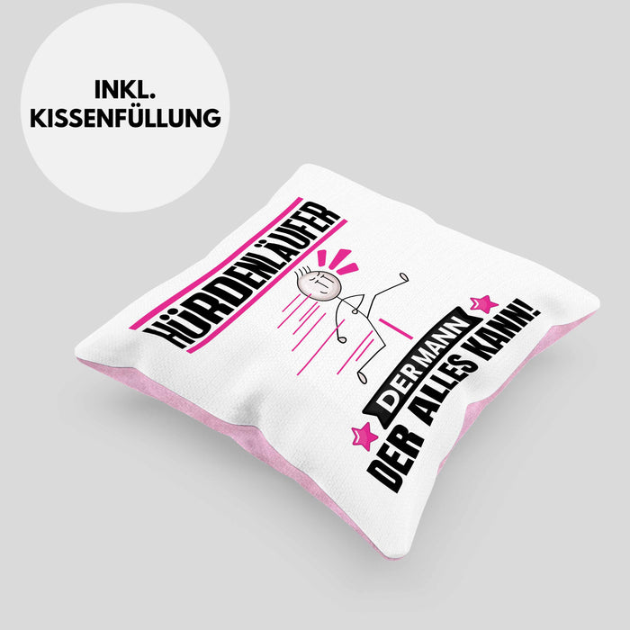 Hürdenläufer Kissen mit Füllung 40x40 Geschenk für Hürdenläufer Der Mann Der Alles Kann Geschenkidee zum Geburtstag (Grau) Rosa Trendation