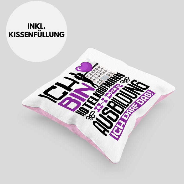 Hotelkaufmann Ausbildung Kissen mit Füllung 40x40 Geschenk Ich Bin Hotelkaufmann In Der Ausbildung Ich Darf Das Geschenkidee Spruch (Grau) Rosa Trendation