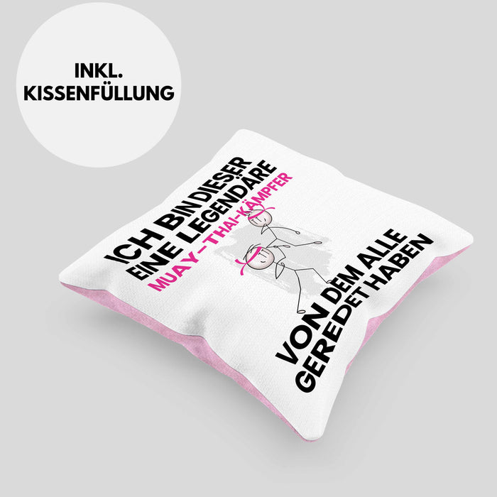 Muay-Thai-Kämpfer Geschenk Kissen mit Füllung 40x40 Lustige Geschenkidee Geburtstag für Muay-Thai-Kämpfer Ich Bin Dieser Legendäre Muay-Thai-Kämpfer Von Dem Alle Geredet Haben (Grau) Rosa Trendation
