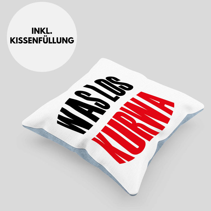 Lustige Kissen mit Füllung 40x40 Spruch "Was Los Kurwa" Polen Polnisches Geschenk (Grau) Blau Trendation