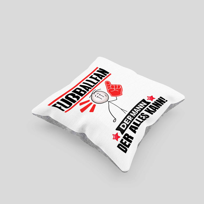 Fußballfan Kissen mit Füllung 40x40 Geschenk für Fußballfan Der Mann Der Alles Kann Geschenkidee zum Geburtstag (Grau) Grau Trendation