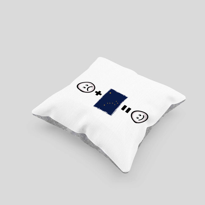 Alaska Kissen mit Füllung 40x40 Geschenk für Alaska-Liebhaber Urlaub Lustige Geschenkidee :( + Alaska Flagge = :) Geburtstag (Grau) Grau Trendation