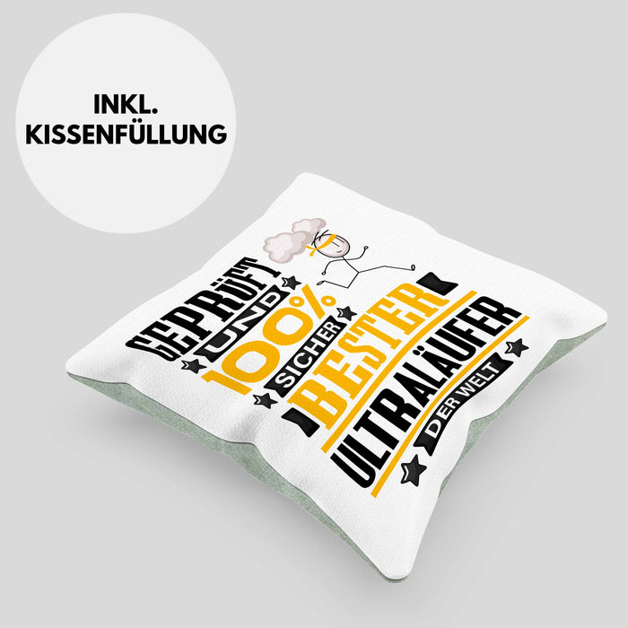 Ultraläufer Geschenk Lustiger Spruch für Ultraläufer Geschenkidee Bester Ultraläufer Der WeltKissen mit Füllung 40x40 (Grau) Grün Trendation