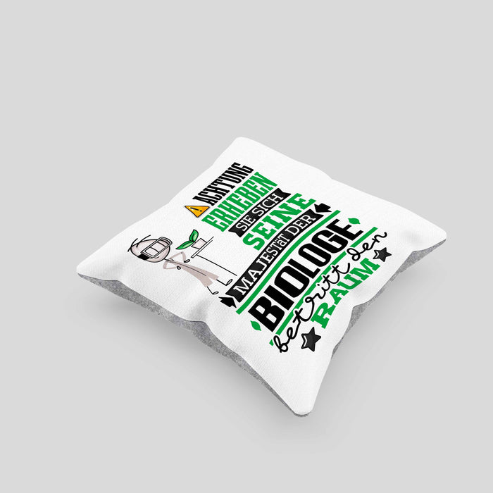 Biologe Geschenk Kissen mit Füllung 40x40 Lustiger Spruch Erheben Sie Sich Der Biologe Betritt den Raum (Grau) Grau Trendation