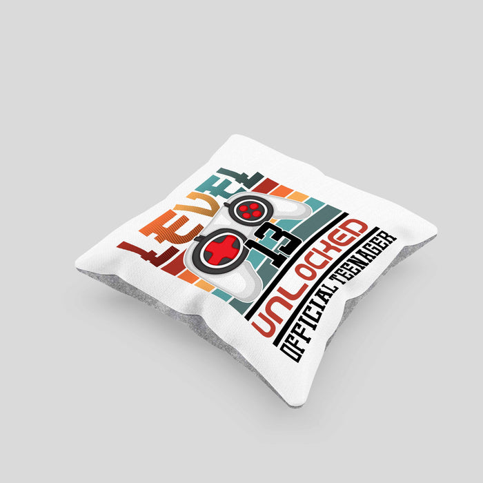 13. Geburtstag Kissen mit Füllung 40x40 Jungs Gaming Official Teenager 13er Geburtstag Geschenkidee (Grau) Grau Trendation
