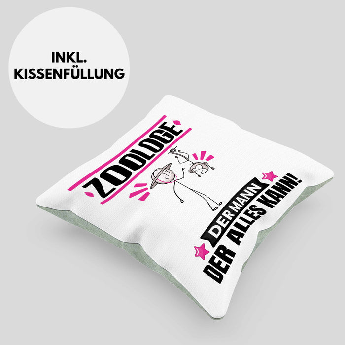 Zoologe Kissen mit Füllung 40x40 Geschenk für Zoologe Der Mann Der Alles Kann Geschenkidee zum Geburtstag (Grau) Grün Trendation