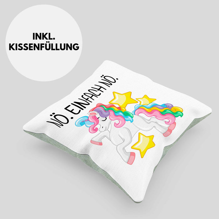 Lustige Nö Einfach Nö Kissen mit Füllung 40x40 Mit Spruch Einhorn Geschenk Mama Freundin Kollegin Geschenkidee Arbeit Frauen (Grau) Grün Trendation