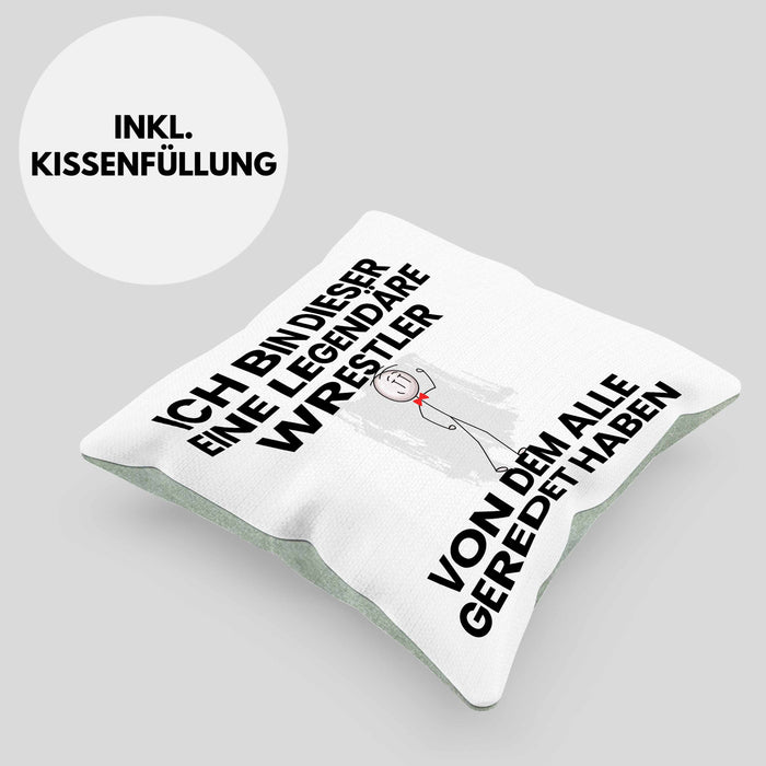 Wrestler Geschenk Kissen mit Füllung 40x40 Lustige Geschenkidee Geburtstag für Wrestler Ich Bin Dieser Legendäre Wrestler Von Dem Alle Geredet Haben (Grau) Grün Trendation