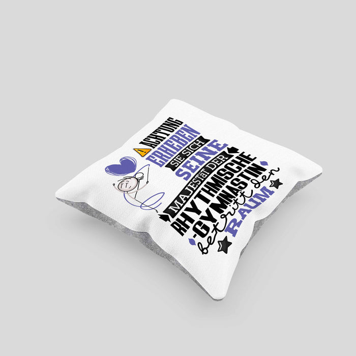 RhythmischeGymnastin Geschenk Kissen mit Füllung 40x40 Lustiger Spruch Erheben Sie Sich Der RhythmischeGymnastin Betritt den Raum (Grau) Grau Trendation