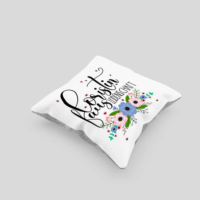 Floristin Aus Leidenschaft Kissen mit Füllung 40x40 Geschenk Blumen Floristin Geschenkidee (Grau) Grau Trendation