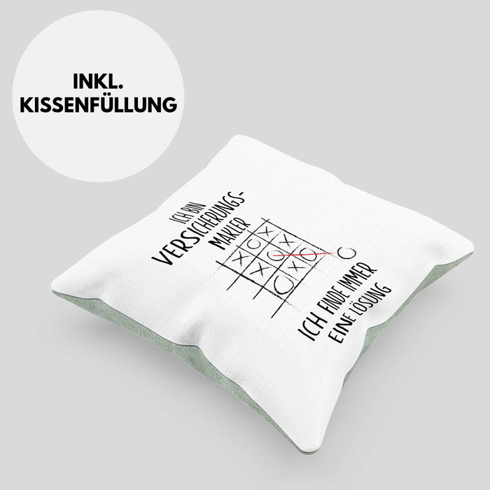 Versicherungsmakler Kissen mit Füllung 40x40 Geschenk Lustiger Spruch Ich Finde Immer Eine Lösung Kaffee (Grau) Grün Trendation