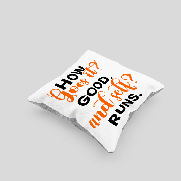 Lustige Kissen mit Füllung 40x40 Denglisch-Spruch "How goes it? Good!" (Grau) Grau Trendation
