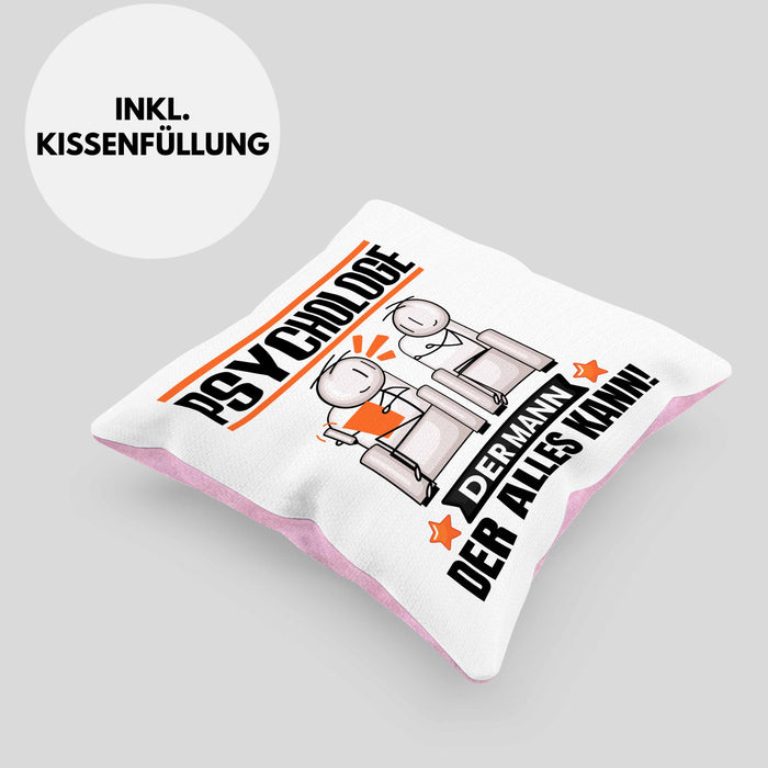 Psychologe Kissen mit Füllung 40x40 Geschenk für Psychologe Der Mann Der Alles Kann Geschenkidee zum Geburtstag (Grau) Rosa Trendation