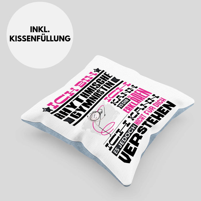 Rhythmische Gymnastin Geschenk Kaffee-Kissen mit Füllung 40x40 Geschenkidee für Rhythmische Gymnastin Ich Bin Rhythmische Gymnastin Ich Kann Es Dir Erklären Jedoch Nicht Für Dich Verstehen Spruch Lustig (Grau) Blau Trendation