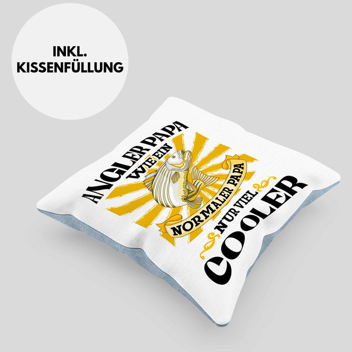 Angler Papa Geschenk Vatertag Geschenkidee von Sohn für Angler-VaterKissen mit Füllung 40x40 (Grau) Blau Trendation