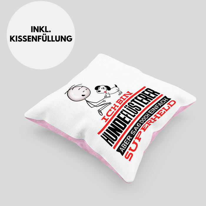 Hundeflüsterer Geschenk Kissen mit Füllung 40x40 Ich Bin Hundeflüsterer Aber Sag Doch Einfach Superheld Lustige Geschenkdiee für Hundeflüsterer (Grau) Rosa Trendation