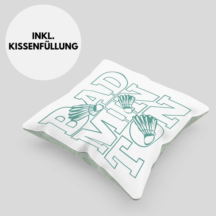 Lustige Badminton Kissen mit Füllung 40x40 Geschenk für Badmintonspieler Badminton Lehrer Coach Trainer Geschenkidee (Grau) Grün Trendation