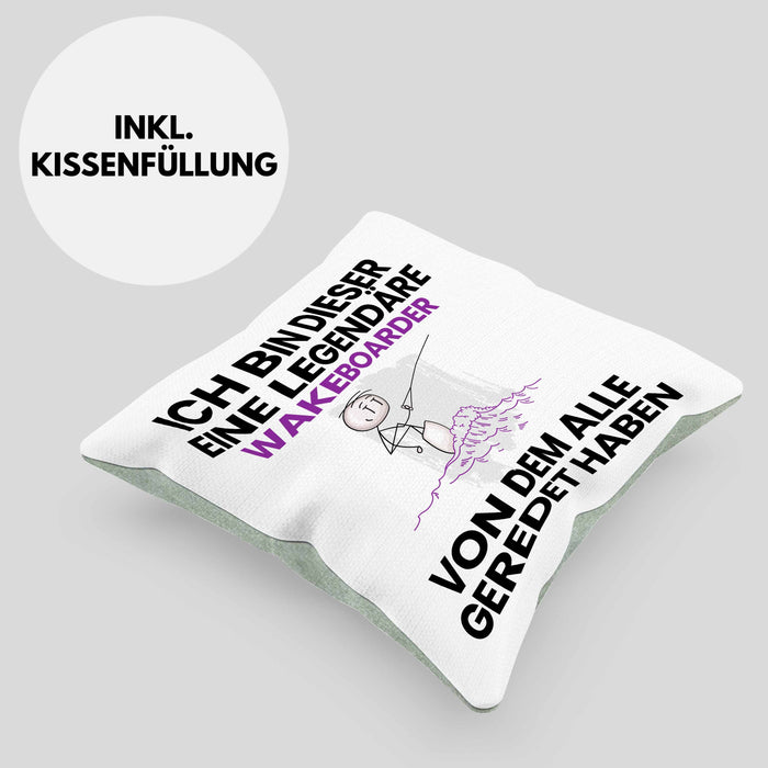 Wakeboarder Geschenk Kissen mit Füllung 40x40 Lustige Geschenkidee Geburtstag für Wakeboarder Ich Bin Dieser Legendäre Wakeboarder Von Dem Alle Geredet Haben (Grau) Grün Trendation