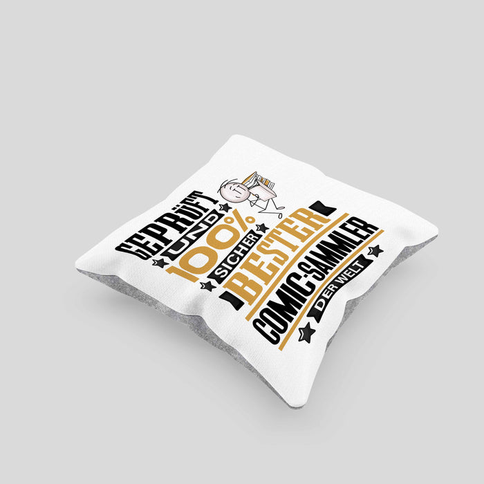Comic-Sammler Geschenk Lustiger Spruch für Comic-Sammler Geschenkidee Bester Comic-Sammler Der WeltKissen mit Füllung 40x40 (Grau) Grau Trendation