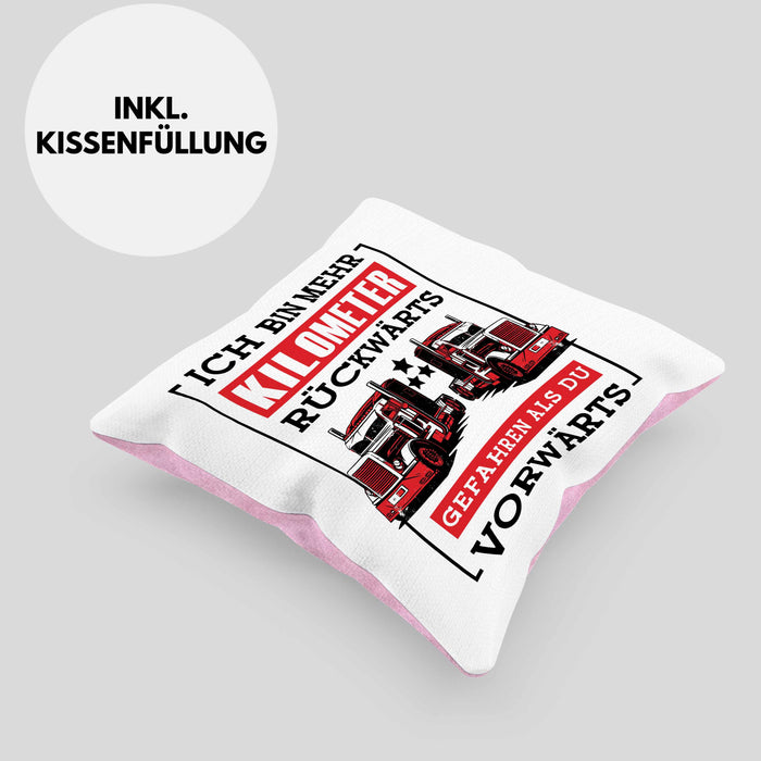 Lustige Kissen mit Füllung 40x40 LKW-Fahrer Geschenk Geschenkidee LKW Spruch (Grau) Rosa Trendation