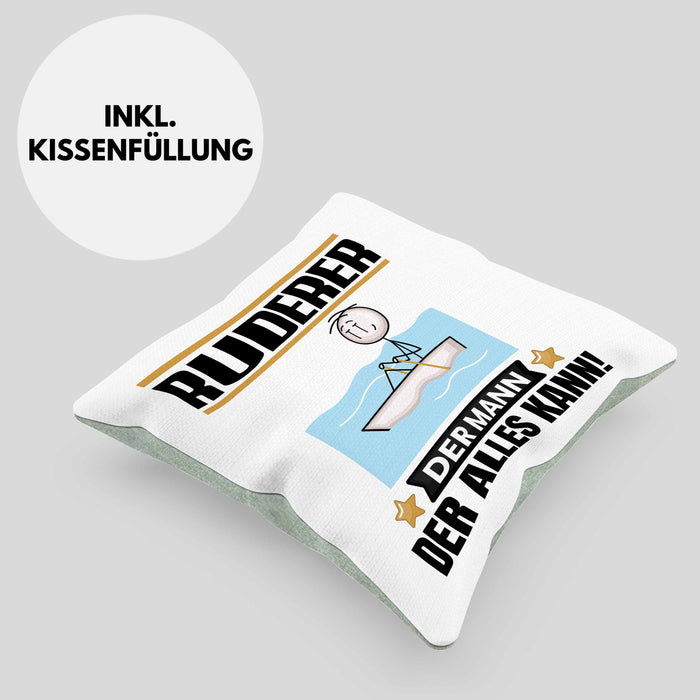 Ruderer Kissen mit Füllung 40x40 Geschenk für Ruderer Der Mann Der Alles Kann Geschenkidee zum Geburtstag (Grau) Grün Trendation