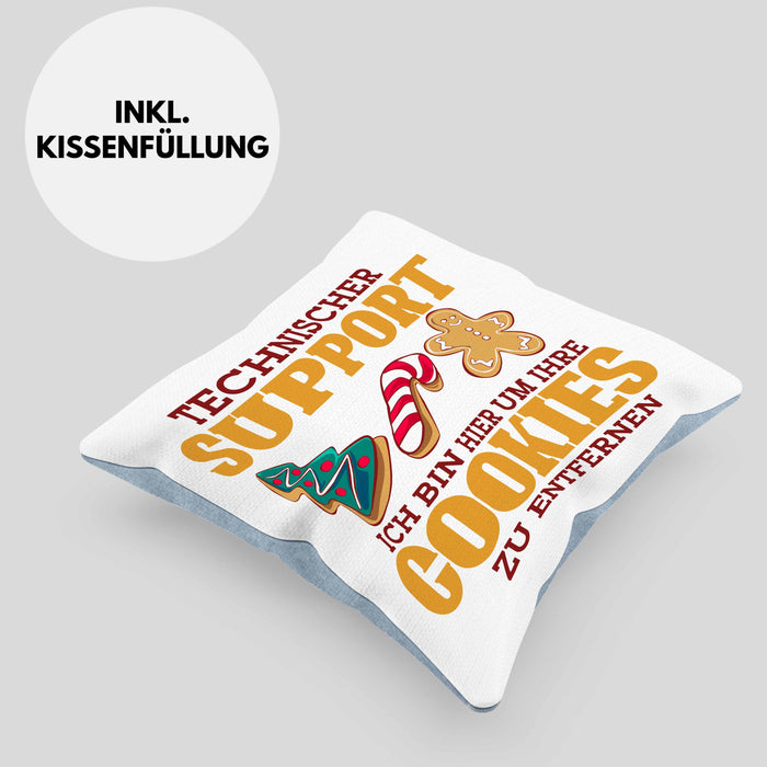 Lustige Kissen mit Füllung 40x40 Technischer Support "Ich bin hier, um Ihre Cookies zu entfernen" Geschenk für Tech-Enthusiasten (Grau) Blau Trendation