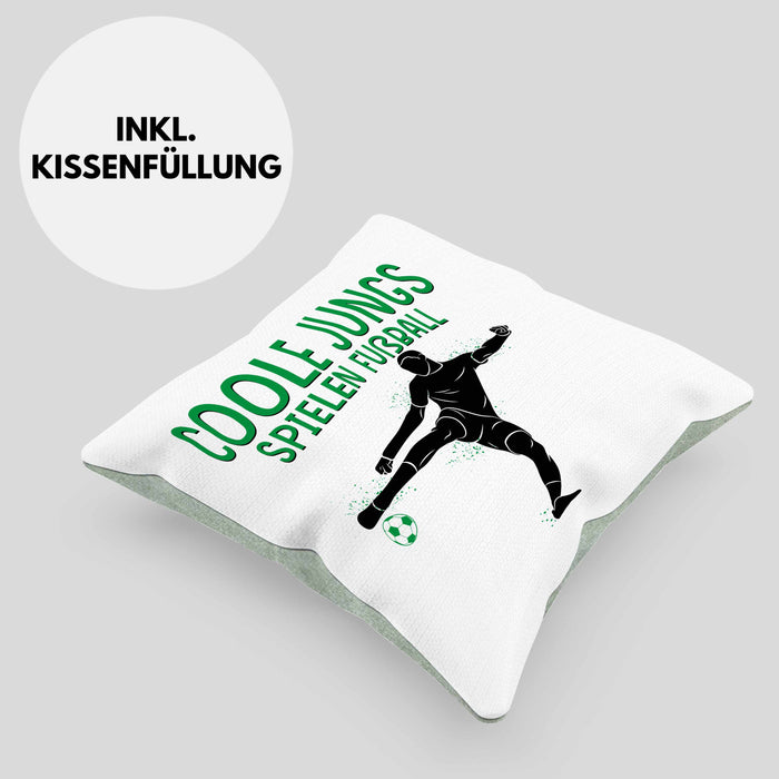 Fußballspieler Kissen mit Füllung 40x40 Geschenk Coole Jungs Spielen Fußball Geschenkidee Jungen (Grau) Grün Trendation