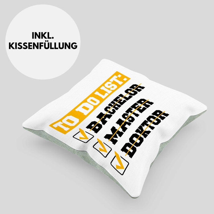 Doktortitel Bestanden Kissen mit Füllung 40x40 Geschenk To Do List (Grau) Grün Trendation
