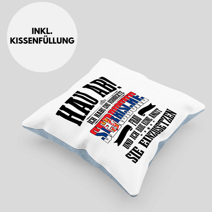 Lustige Kissen mit Füllung 40x40 für Serben Spruch Serbische Frau Lustig Serbien (Grau) Blau Trendation