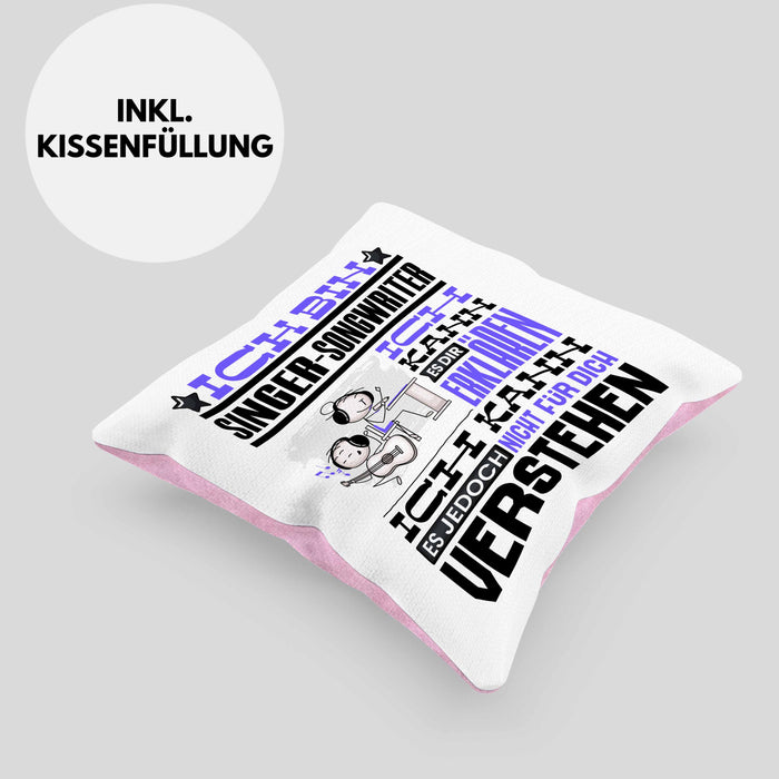 Singer-Songwriter Geschenk Kissen mit Füllung 40x40 Geschenkidee für Singer-Songwriter Geburtstag Lustig Ich Bin Singer-Songwriter Ich Kann Es Dir Erklären Aber Nicht Für Dich Verstehen (Grau) Rosa Trendation